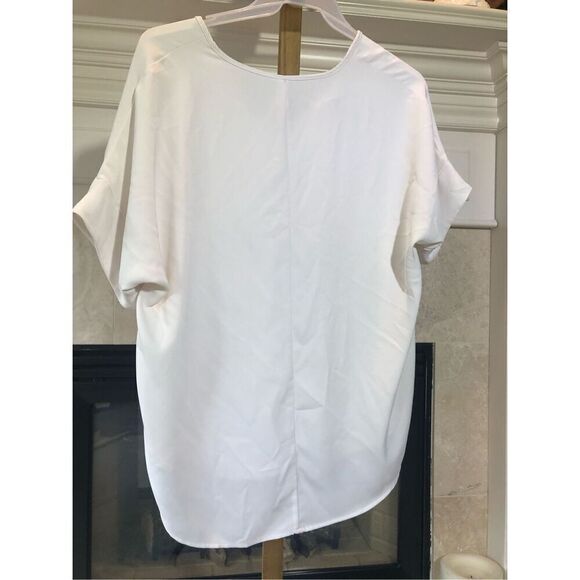 Zenana Premium Women’s White Short Sleeve Tunic Blouse Size L - Picture 2 of 6